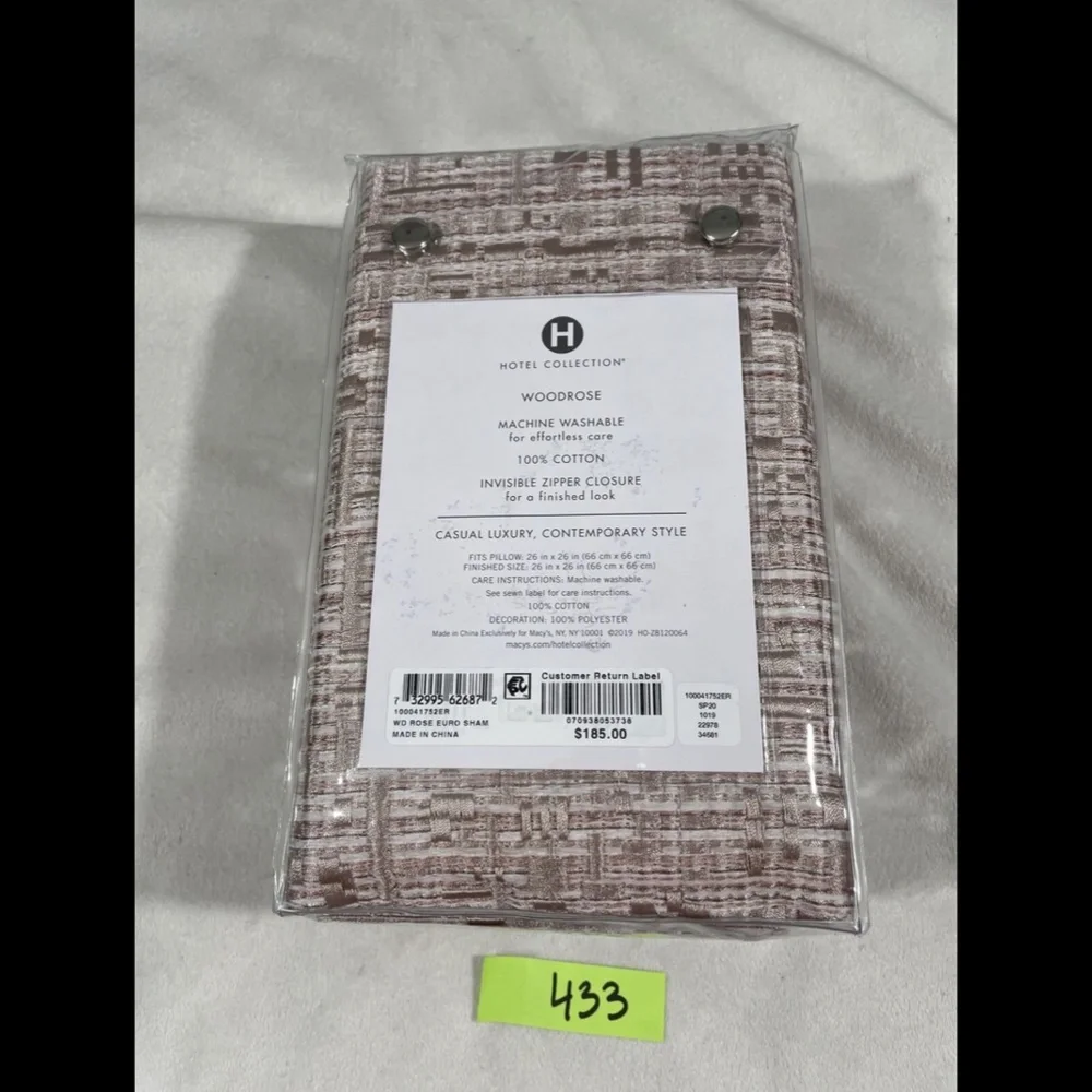 NIB $185 Hotel Collection Woodrose (2) European Sham‎ in Rose Pink